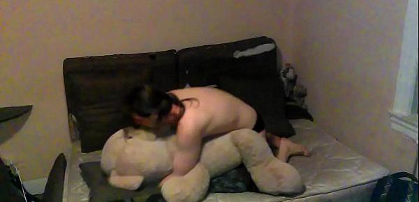  Fucking my new white teddy bear